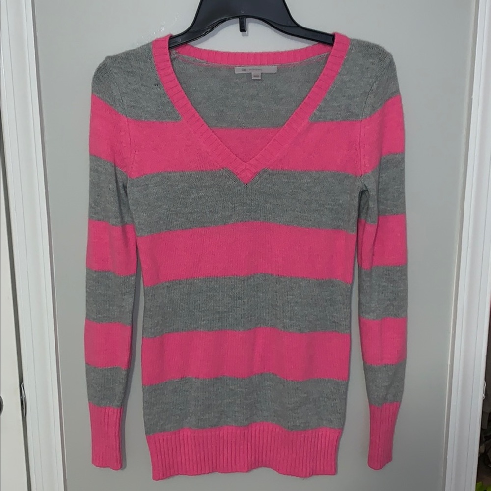Gap Pink & Grey Striped Sweater XS